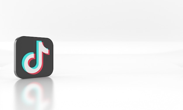 Design brilhante de renderização em 3D do logotipo ou símbolo da mídia da rede social tik tok em fundo branco