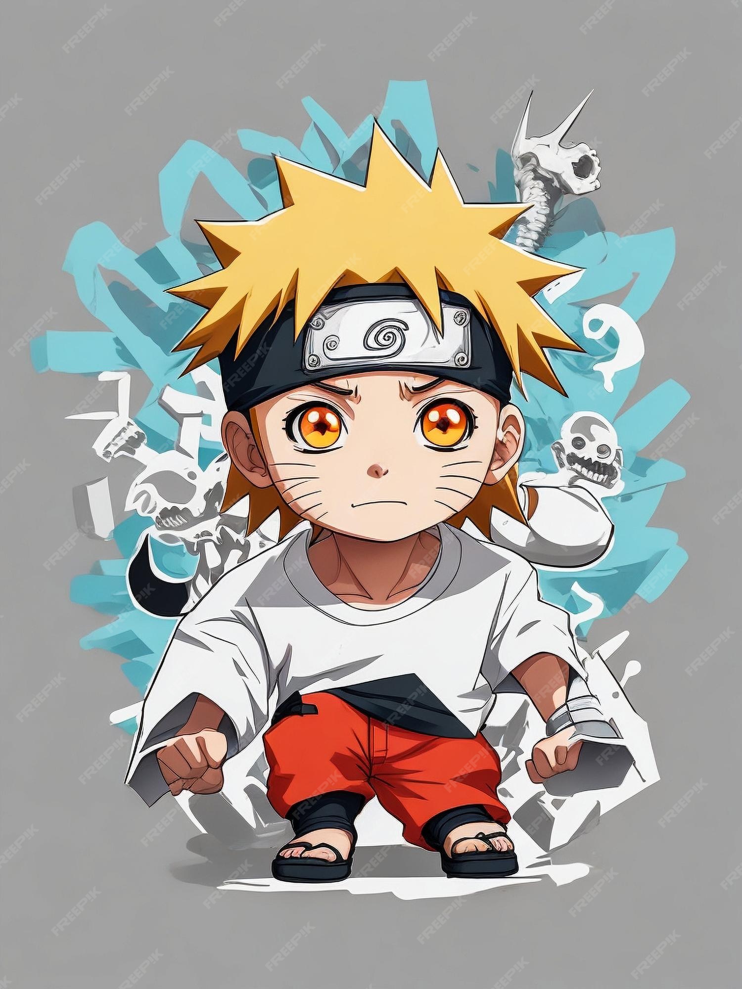 Design camiseta gráfico bonito desenho animado naruto completo