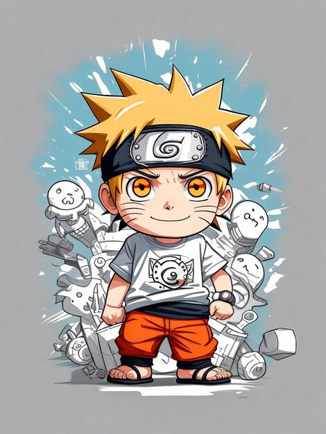 Design camiseta gráfico bonito desenho animado naruto completo