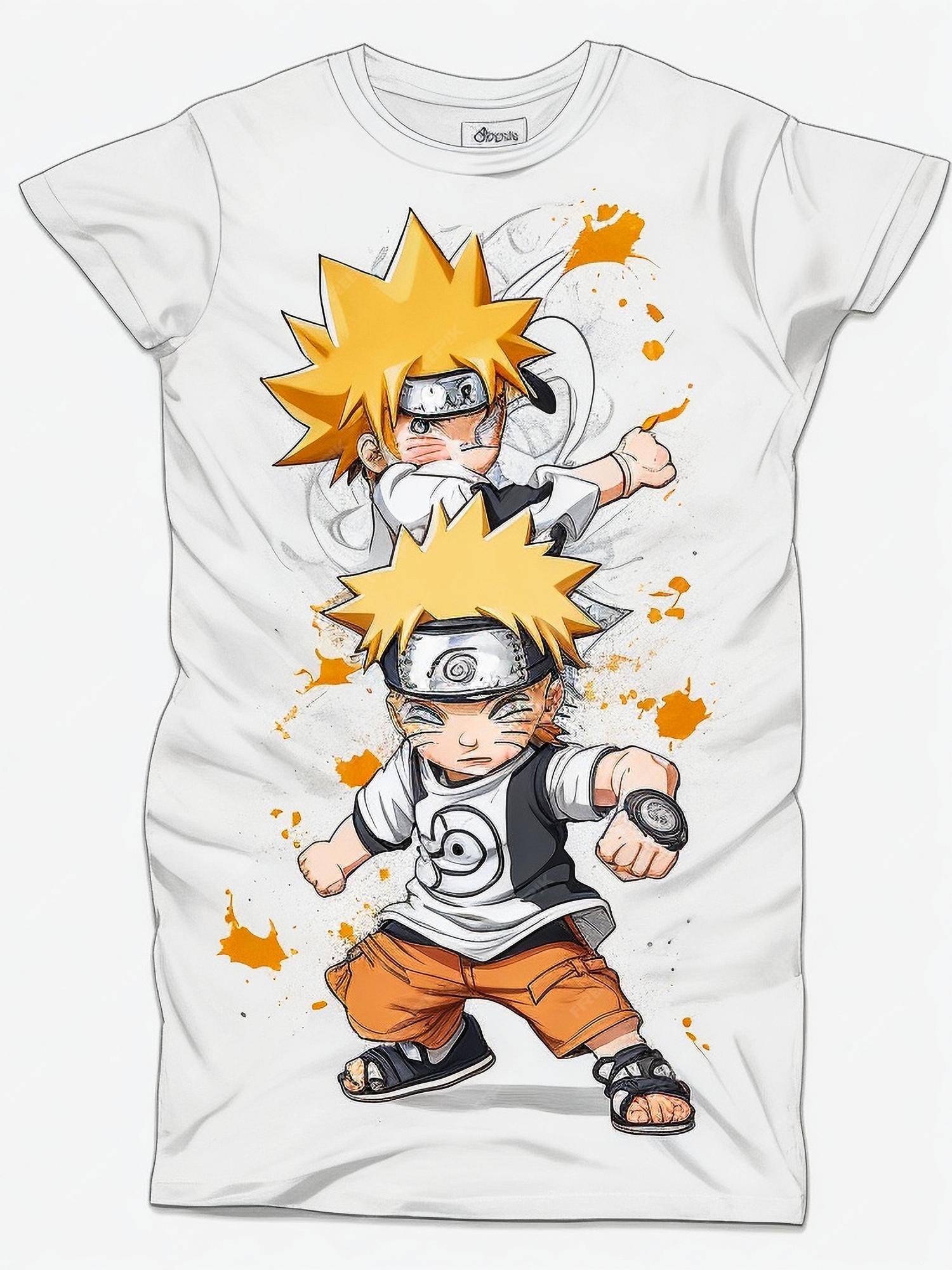 Design camiseta gráfico bonito desenho animado naruto completo