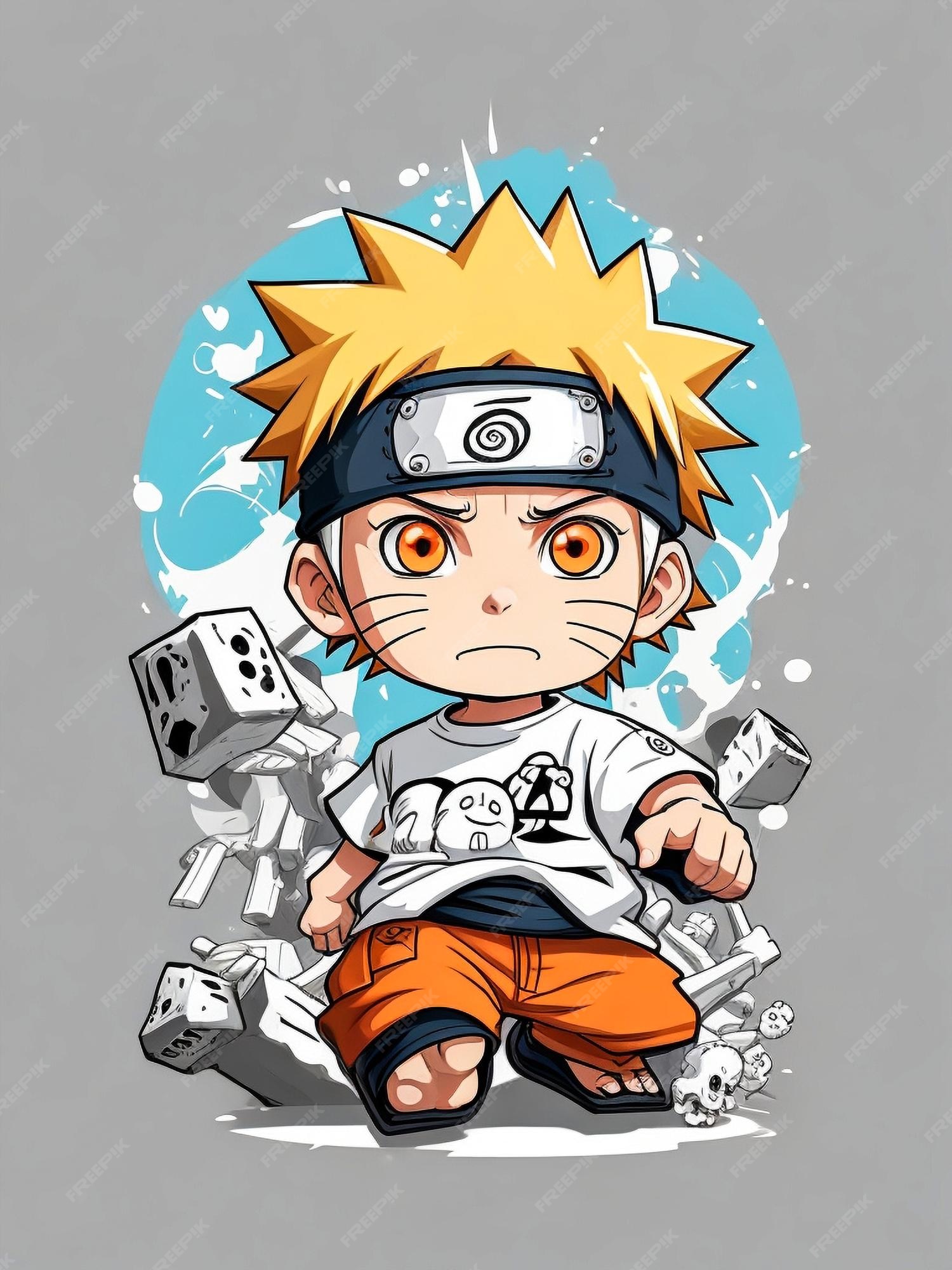 Design camiseta gráfico bonito desenho animado naruto completo