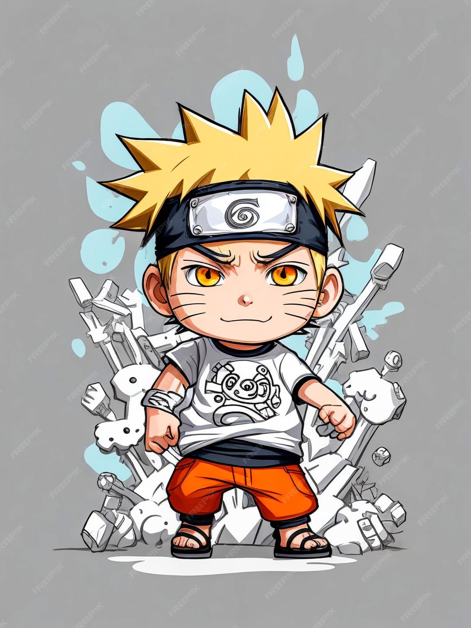 Design camiseta gráfico bonito desenho animado naruto completo