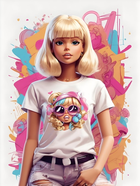 Foto design camiseta gráfico fofa barbie