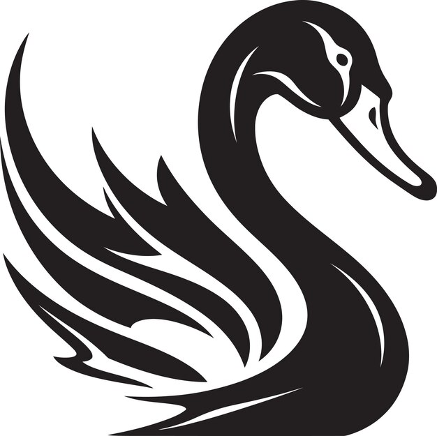 Design chique de cisne negro Ícone de vetor de cisne majestoso