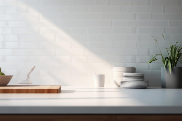 Design contemporâneo de cozinha, parede de azulejos modernos e acessórios elegantes adicionam um toque chique ao Abstra