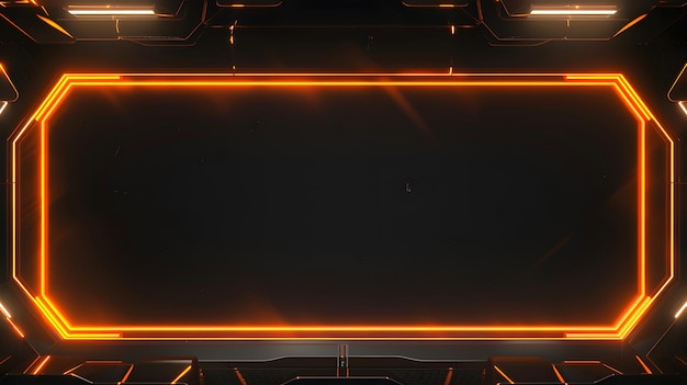 Design contemporâneo de moldura de tela de vídeo de sobreposição de neon laranja com fundo preto