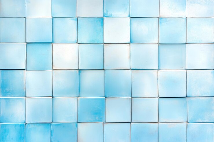 Foto design contemporâneo de parede de azulejos azuis com um gradiente de tons suaves em um ambiente interior moderno
