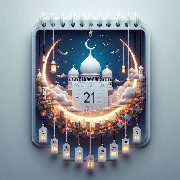 Foto design criativo de calendário de contagem regressiva para os últimos dias do ramadão que levam ao eid