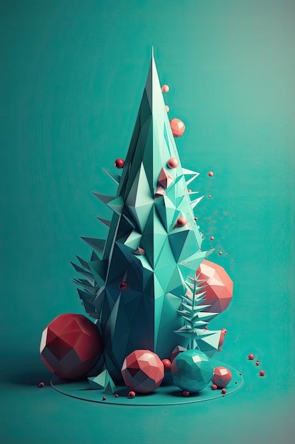 Foto design criativo de fundo de festa com árvore de natal modelo para publicidade na web mídias sociais e anúncios de moda cartão de saudação de cartaz ai generativo