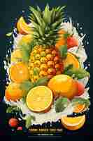 Foto design da tailândia smoothie de frutas tropicais ananás mango cocô jovem poster flyer menu figma web
