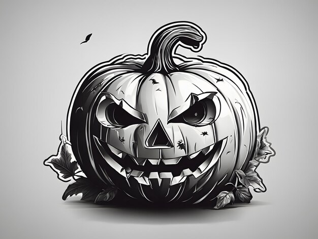 Desenho de adesivo de abóbora de halloween simples e ilustrativo