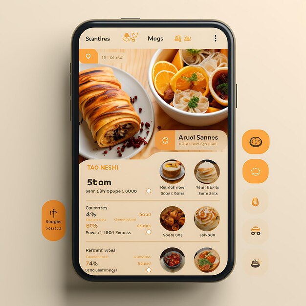 Foto design de aplicativo móvel de alimentos e bebidas design de aplicativo de entrega de alimentos layout criativo e vibrante