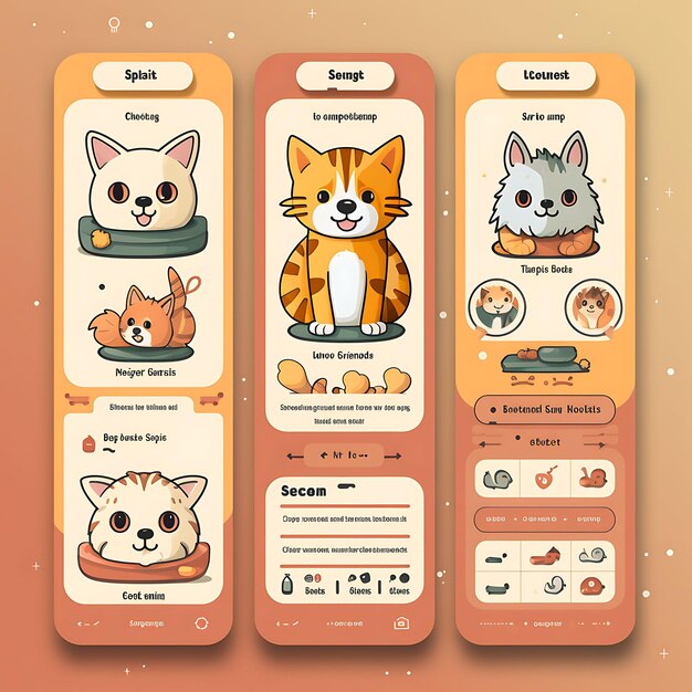 Foto design de aplicativo móvel de pet care design de aplicativo de adoção de animais de estimação tema fofo e divertido com layout criativo