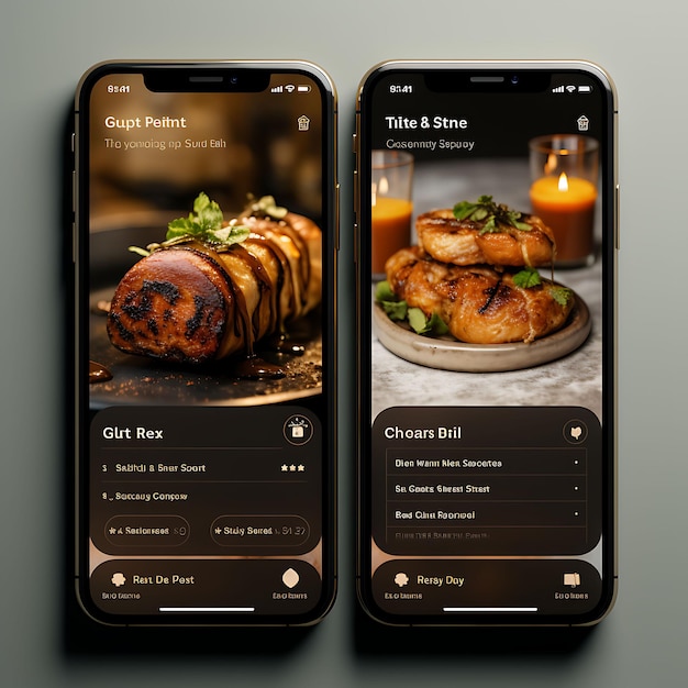 Design de aplicativo móvel de reservas de restaurantes de alimentos e bebidas Design de aplicativo móvel um layout criativo