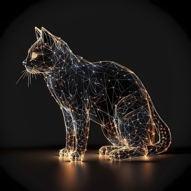 Design de arte criativa de óculos de cristal poligonal de gato doméstico