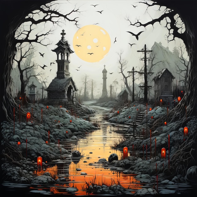 Design de arte de ilustração de Halloween