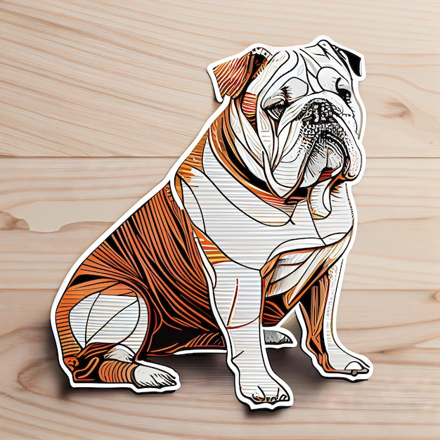 Design de arte em adesivo bulldog cortado em matriz de cachorro com conceito mínimo