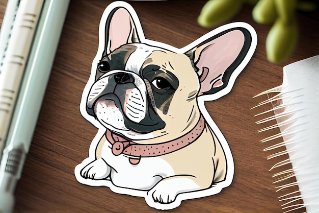 Design de arte em adesivo bulldog francês cortado em matriz de cachorro com conceito mínimo