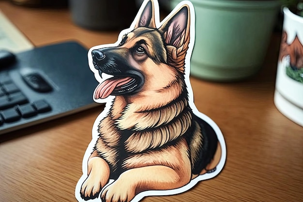 Design de arte em adesivo de pastor alemão cortado em matriz de cachorro com conceito mínimo