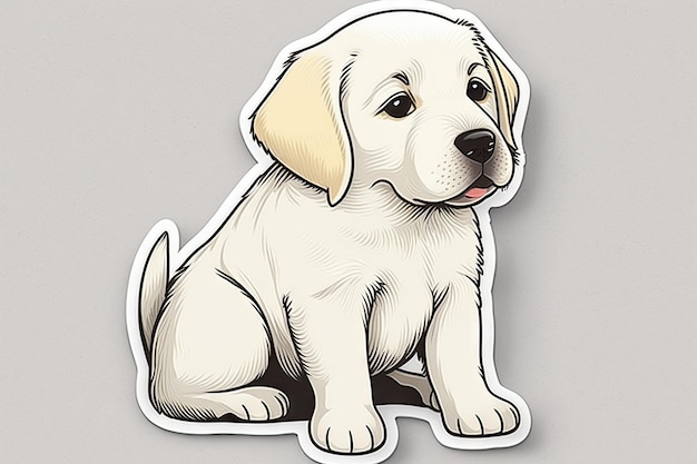 Design de arte em adesivo labrador cortado de cachorro com conceito mínimo