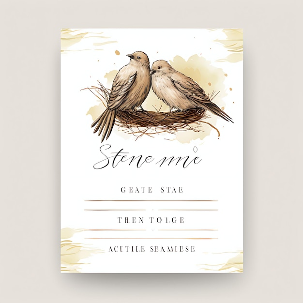 Foto design de bald eagle nest invitation card wedding nest shape reciclado 2d arte flat clipart tipo