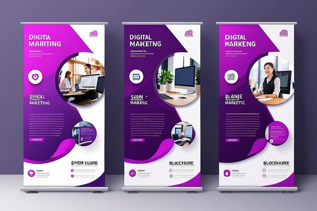 Foto design de banner de marketing digital roxo e estilo corporativo da agência de marketing digital