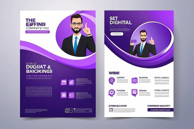 Foto design de banner de marketing digital roxo e estilo corporativo da agência de marketing digital