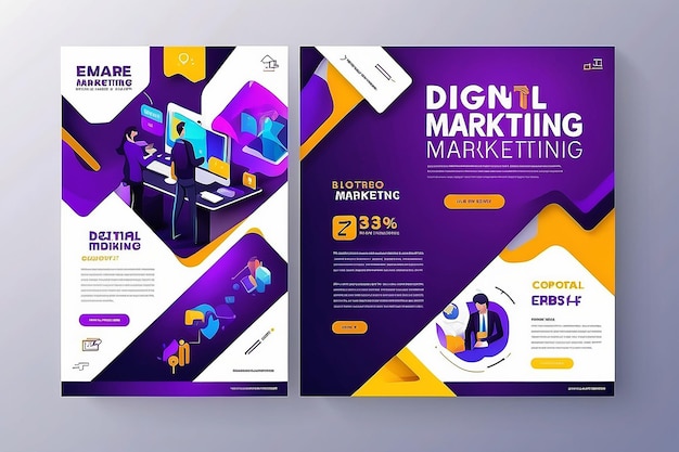 Foto design de banner de marketing digital roxo e estilo corporativo da agência de marketing digital
