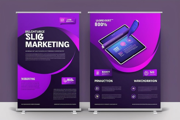 Design de banner de marketing digital roxo e estilo corporativo da agência de marketing digital