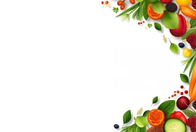 Design de banner vegano centro vazio com vegetais orgânicos em segundo plano