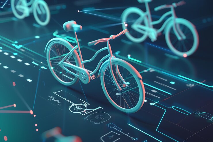 Foto design de bicicleta futurista com linhas brilhantes