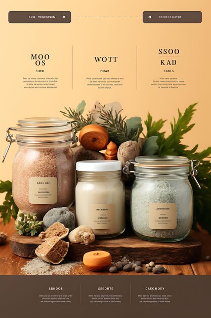 Foto design de body scrub em um mason jar paleta de cores terrosas e naturais r web poster flyer menu art