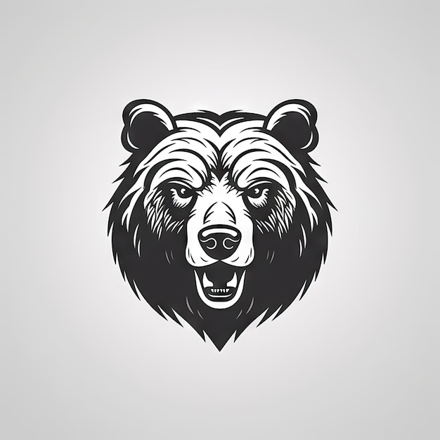 Design de cabeça de urso com fundo branco para logotipos e branding