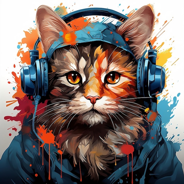 Design de camiseta colorida arte de gato