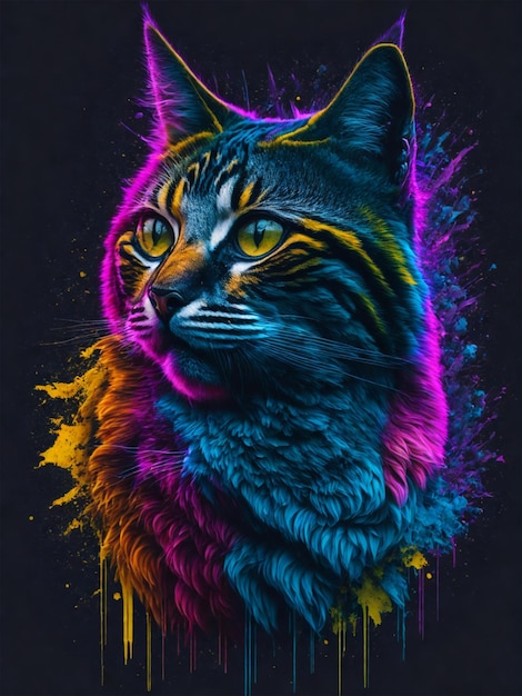 Design de camiseta com ilustração de gato