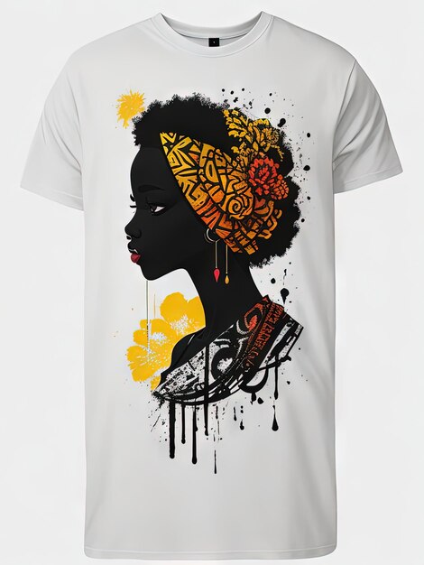 Design de camiseta com silhueta colorida vibrante Afrobeat Fusion