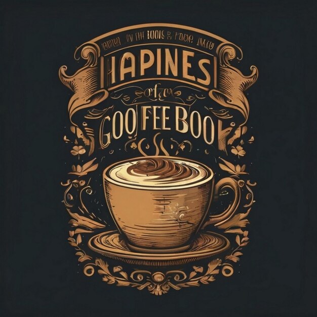 Foto design de camiseta de café com fita tipográfica para o dia internacional do café