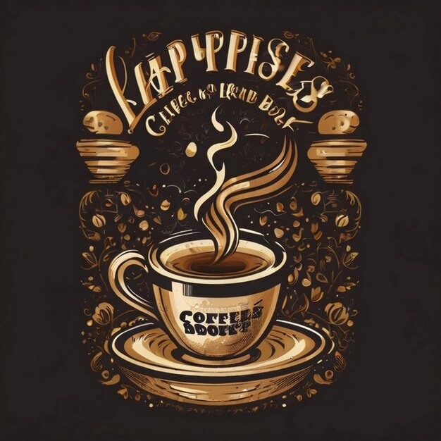 Design de camiseta de café com fita tipográfica para o Dia Internacional do Café