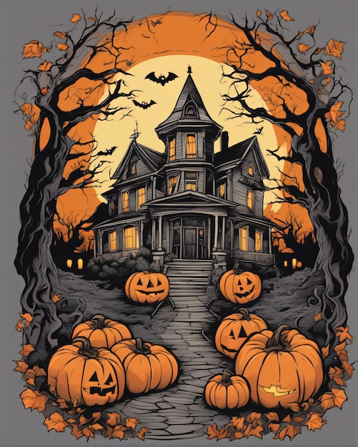 Design de camiseta de desenho de abóbora de Halloween