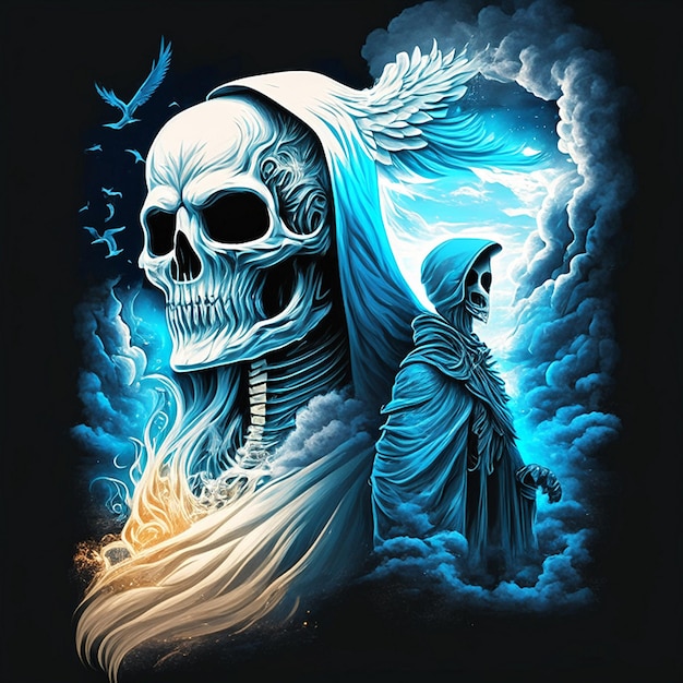 Design de camiseta de esqueleto e fantasma