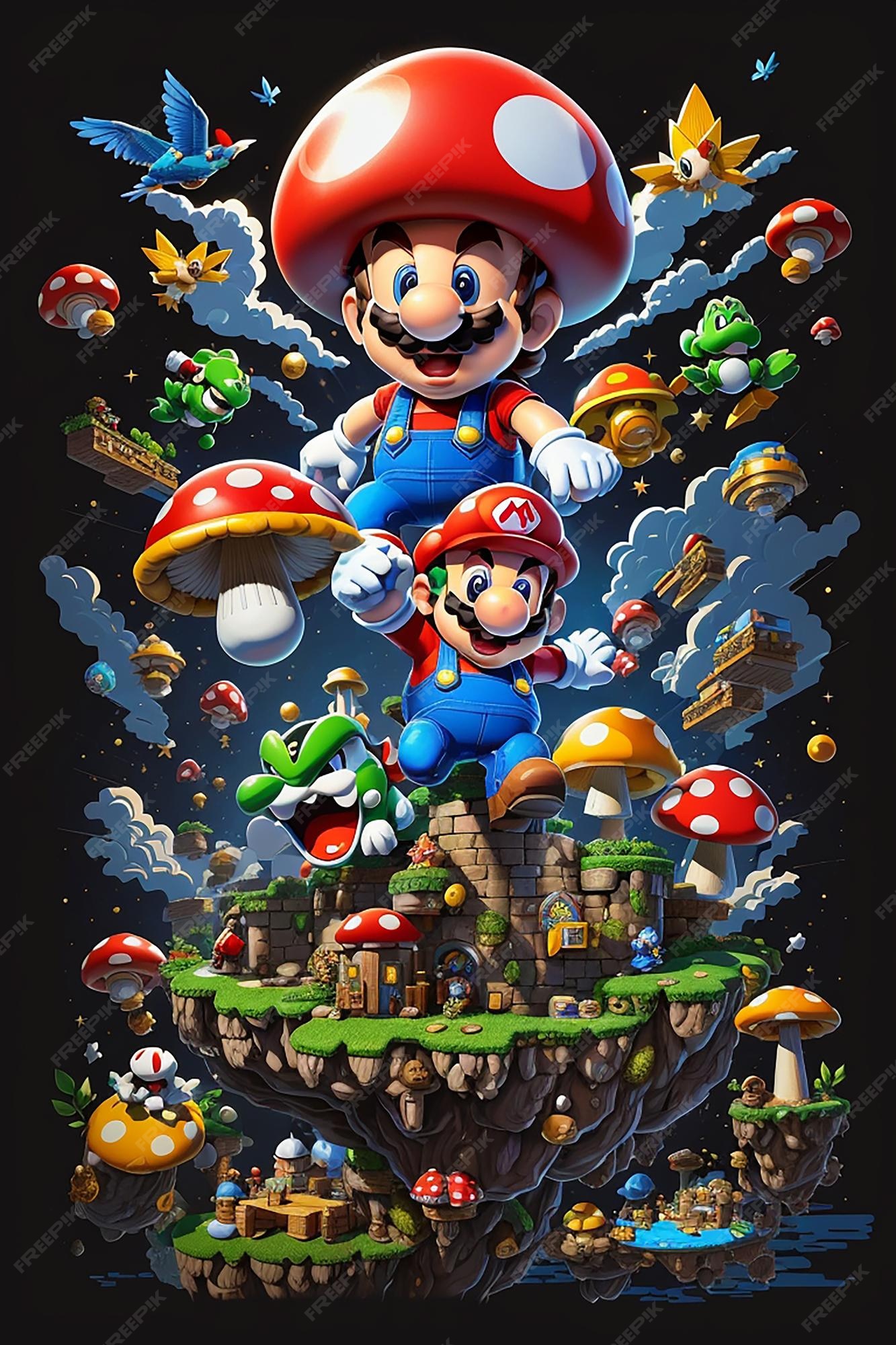 Desenhos animados Super Mario 3D pano de fundo, tema do jogo