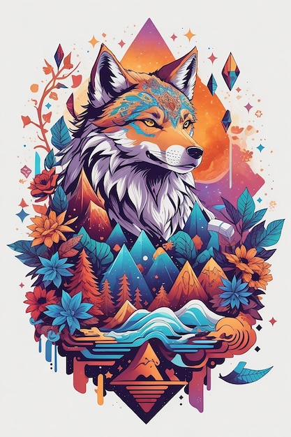 Design de camiseta isométrica Wise Wolf