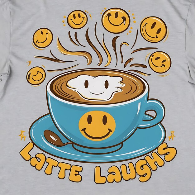 Foto design de camiseta latte laughs com cliparts