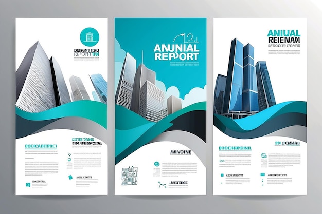Design de capa Relatório anual Modelo de vetor Brochuras apresentações de panfletos