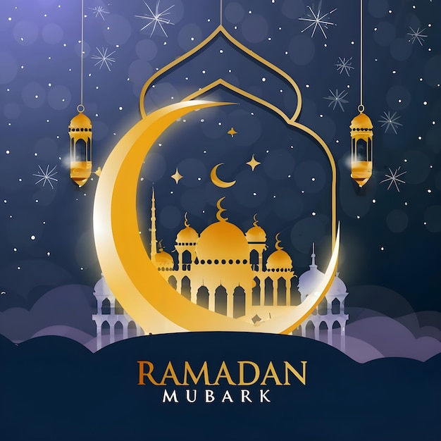design de cartão de saudação de ramadan mubarak