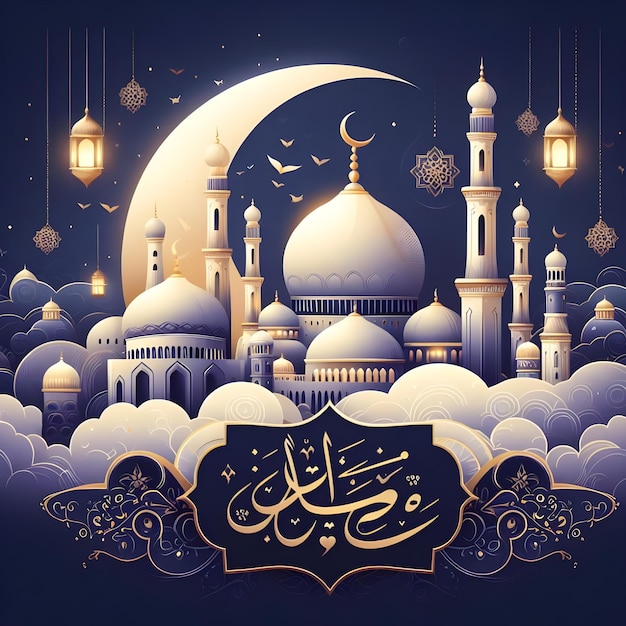 Design de cartaz de saudação de Eid Mubarak