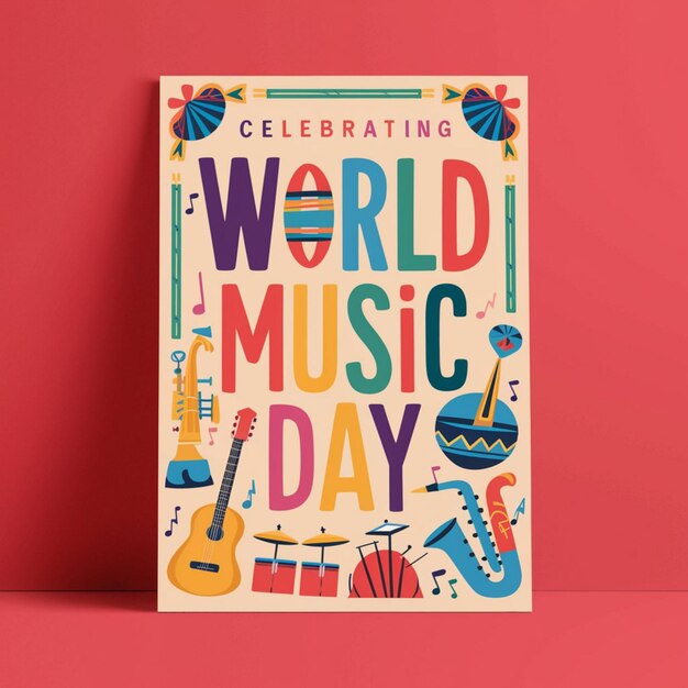 Design de cartaz do Dia Mundial da Música