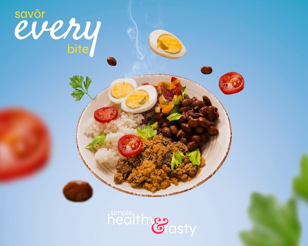 Design de colagem de refeição pronta para comer