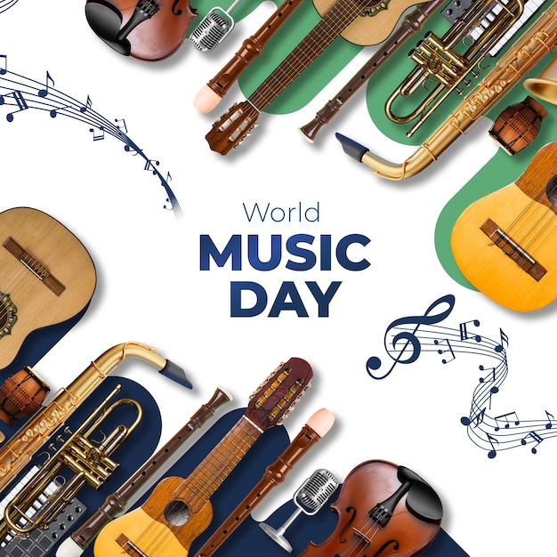 Design de colagem do Dia Mundial da Música