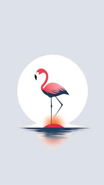 Foto design de conceito de logotipo simples e elegante flamingo